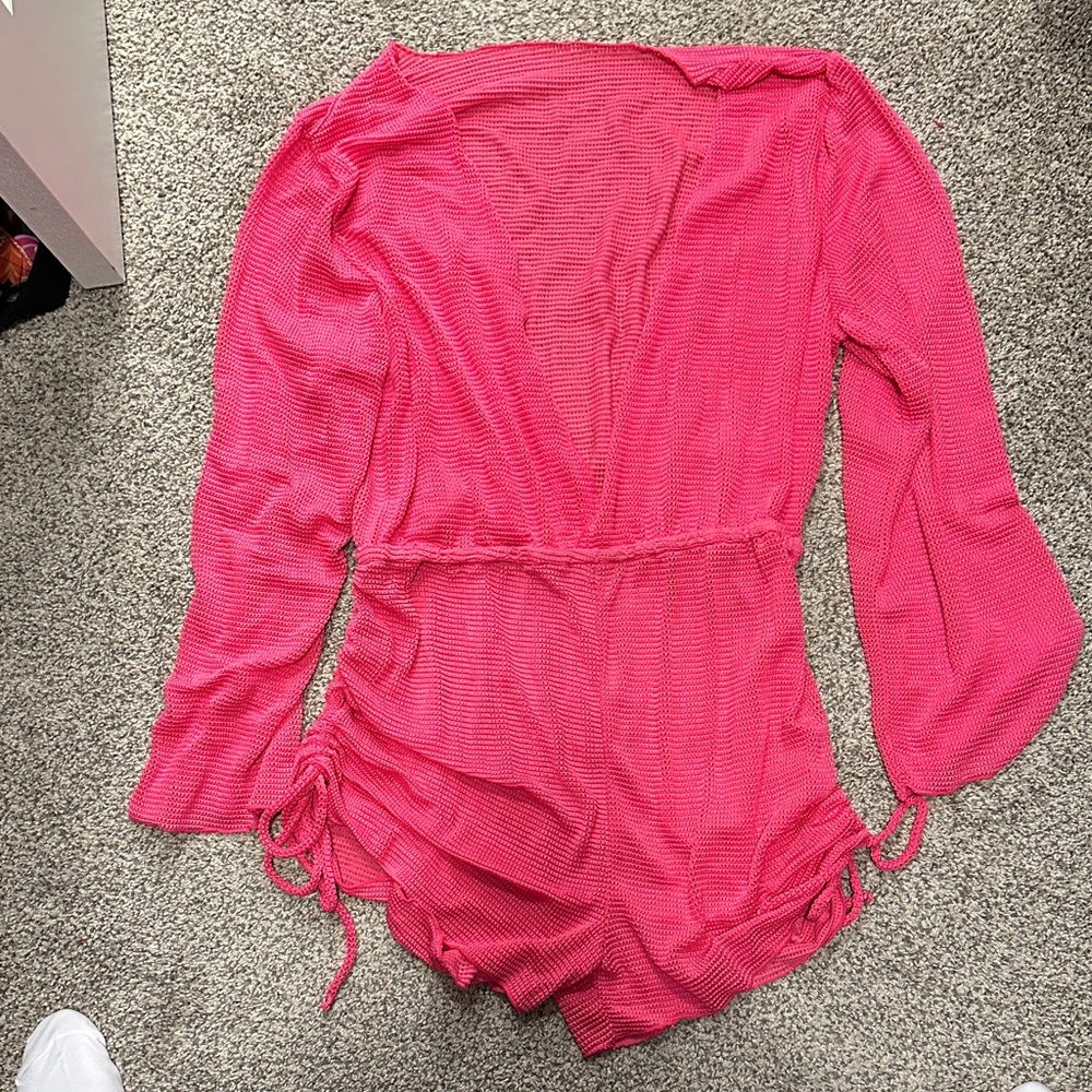 Vibrant Pink Long-Sleeve Romper